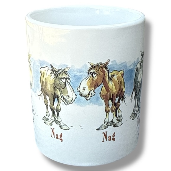 Vintage 90s Leanin’ Tree Horse Design White Coffee Tea Mug Nag Horse Humor - Picture 5 of 7